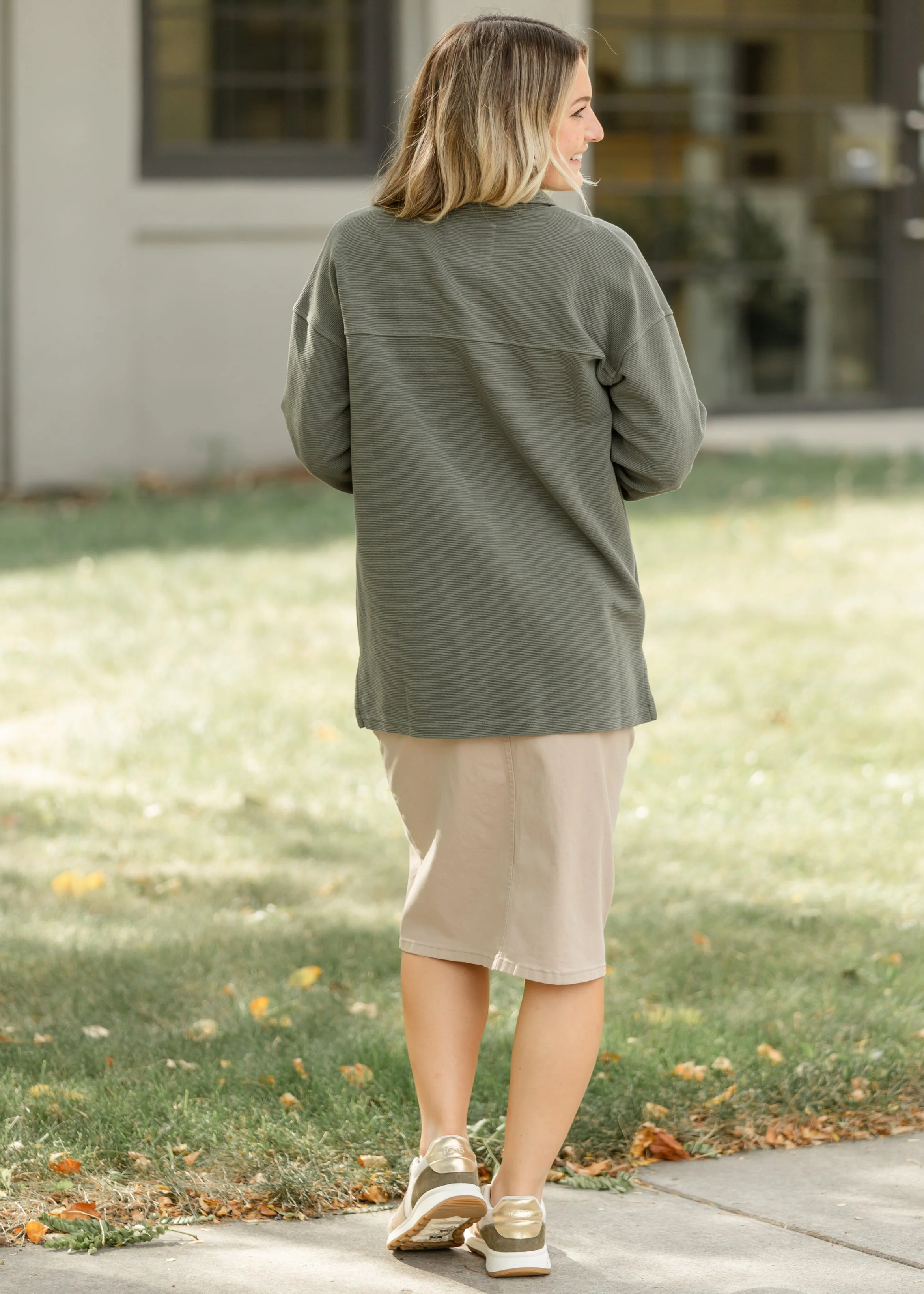 Remi Simply Taupe Denim Midi Skirt - Image 9