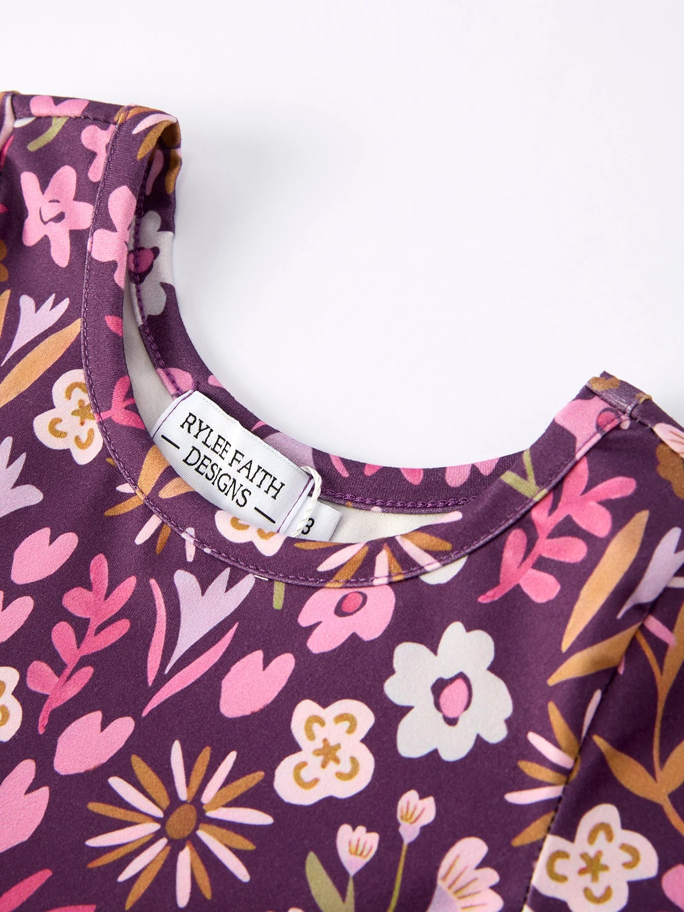 Retro Floral Print Short Sleeve  Girls Dress  with Pockets - Image 3