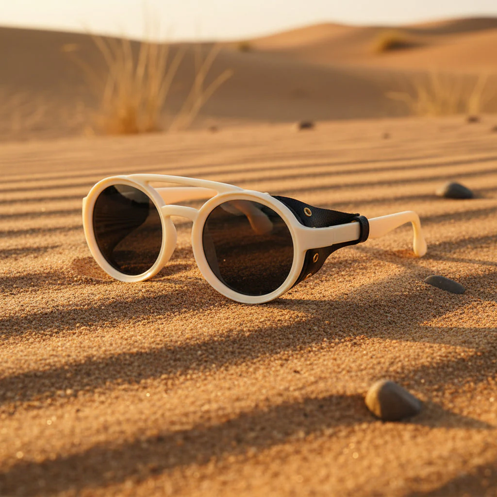 Retro Round Leather Frame Sunglasses – Vintage Fashion Eyewear - Image 10