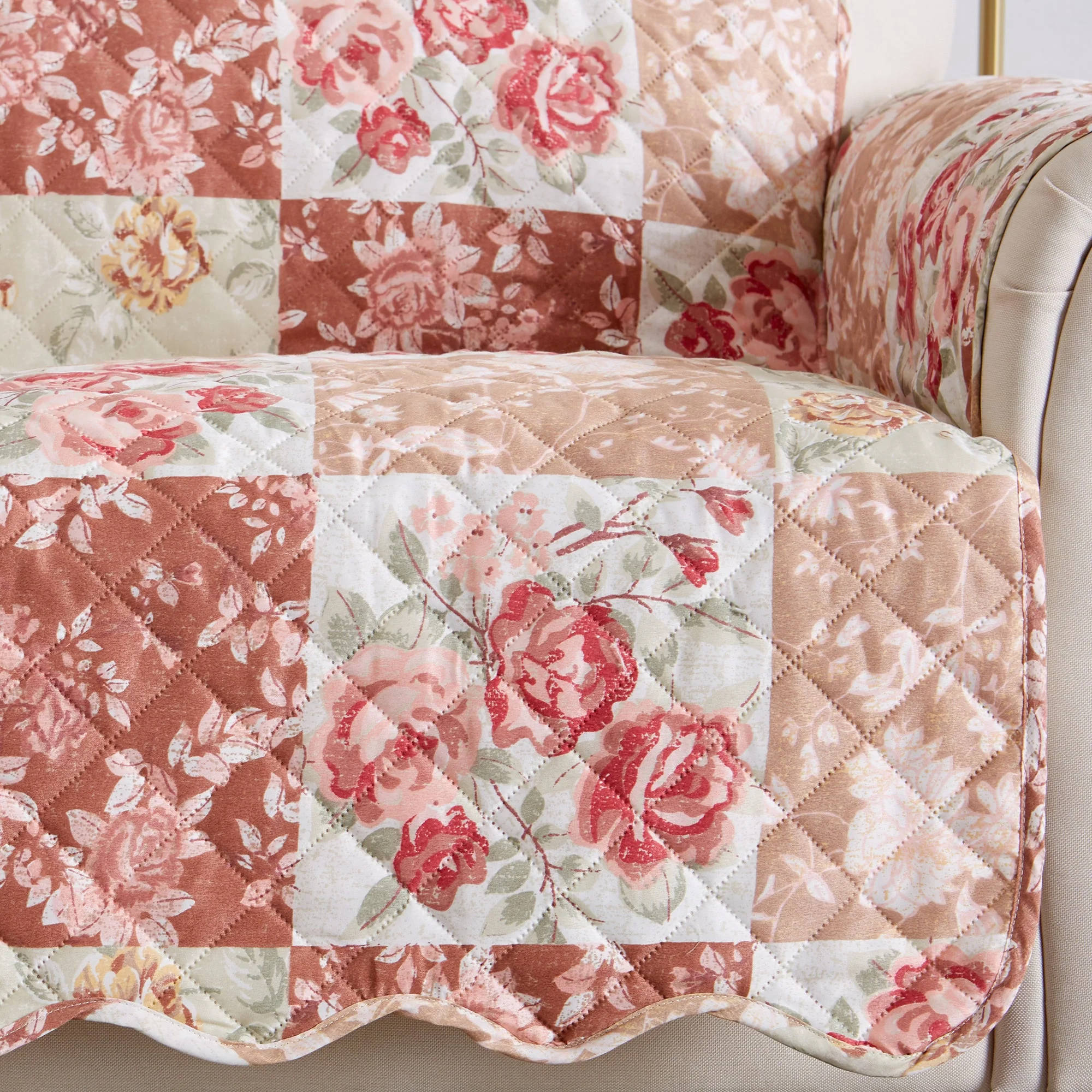 Reversible Floral Patchwork Furniture Protector - Maribel Collection - Image 2