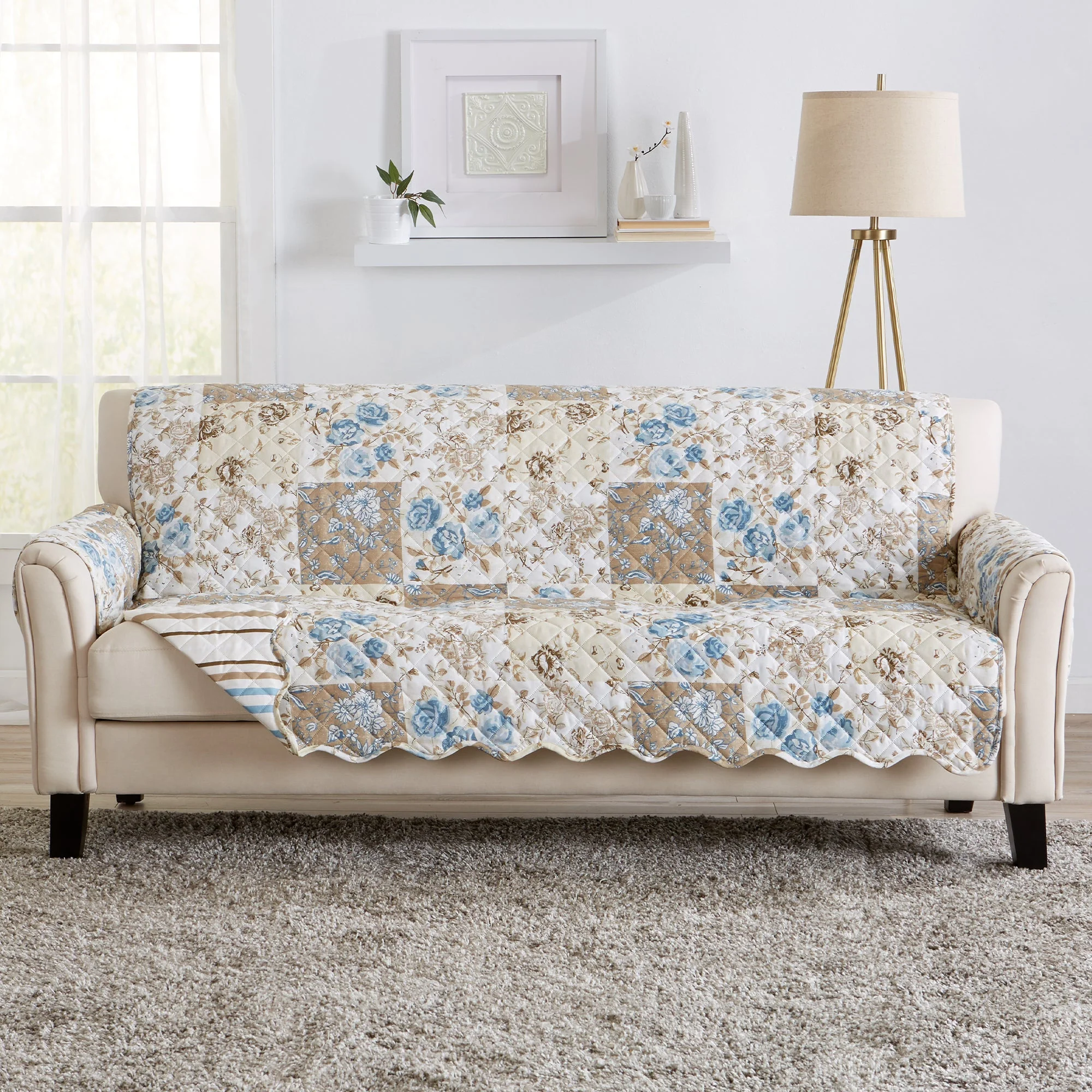 Reversible Floral Patchwork Furniture Protector - Maribel Collection - Image 43