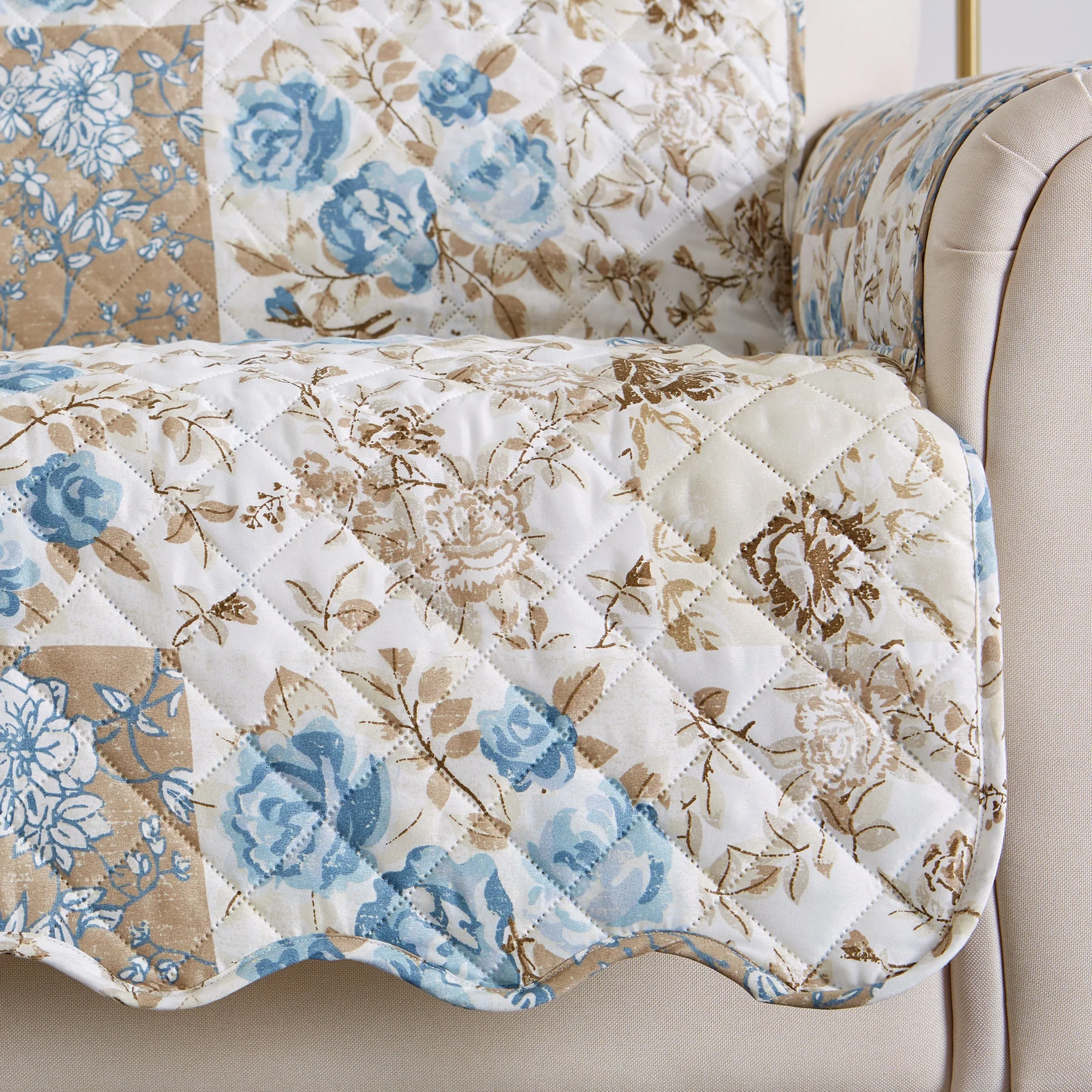 Reversible Floral Patchwork Furniture Protector - Maribel Collection - Image 44