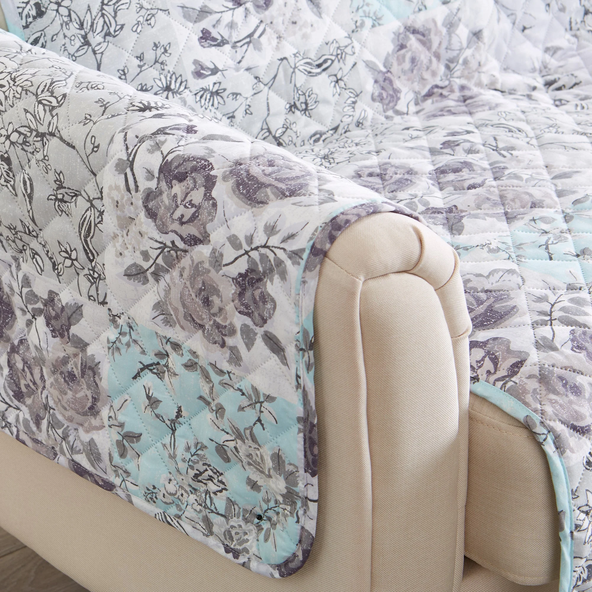Reversible Floral Patchwork Furniture Protector - Maribel Collection - Image 66