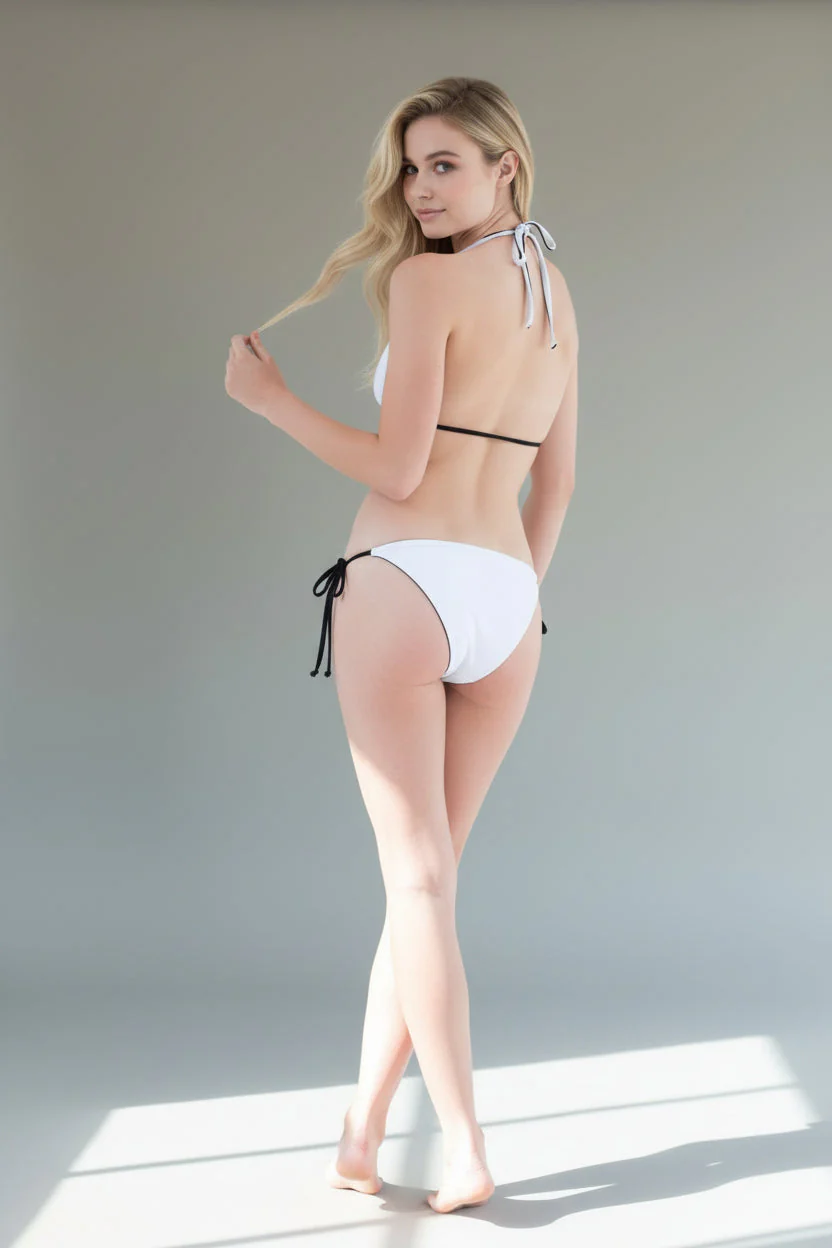 Christian Audigier Reversible The Halter Triangle Top Bikini White Set BMS0001 - Image 3