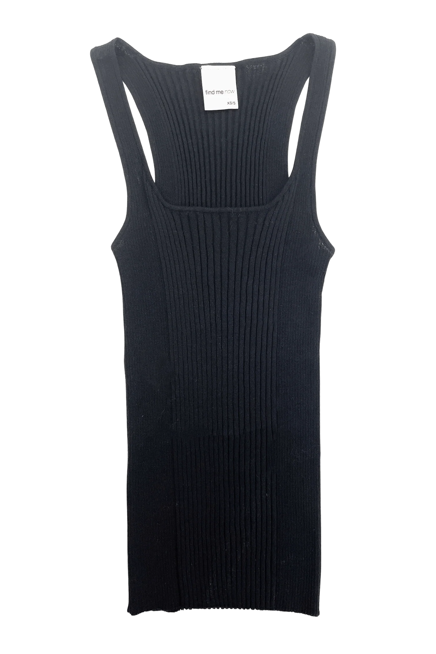 Ribbed Knit Tank Top in Black - Image 2