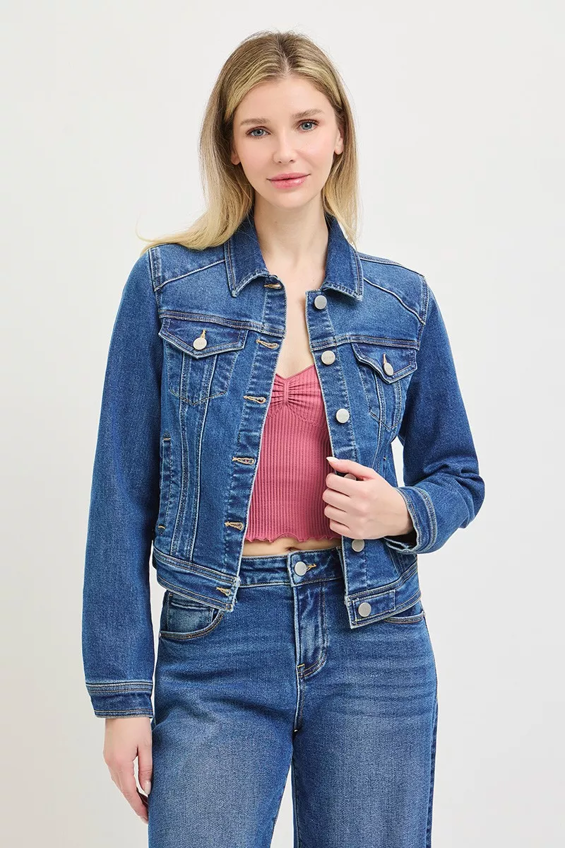RISEN Basic Fitted Button Down Denim Jacket - Image 2