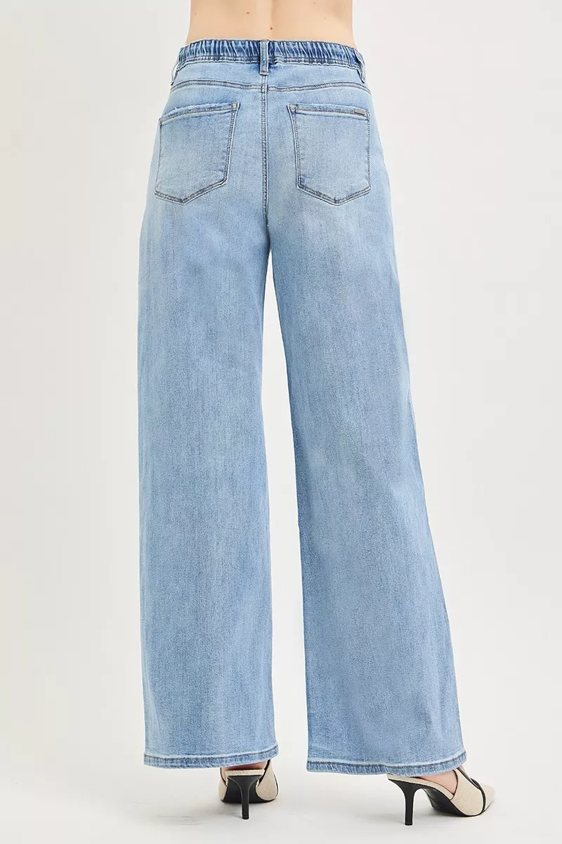RISEN Elastic Band Slouchy Wide Jeans with Drawstring - Image 5