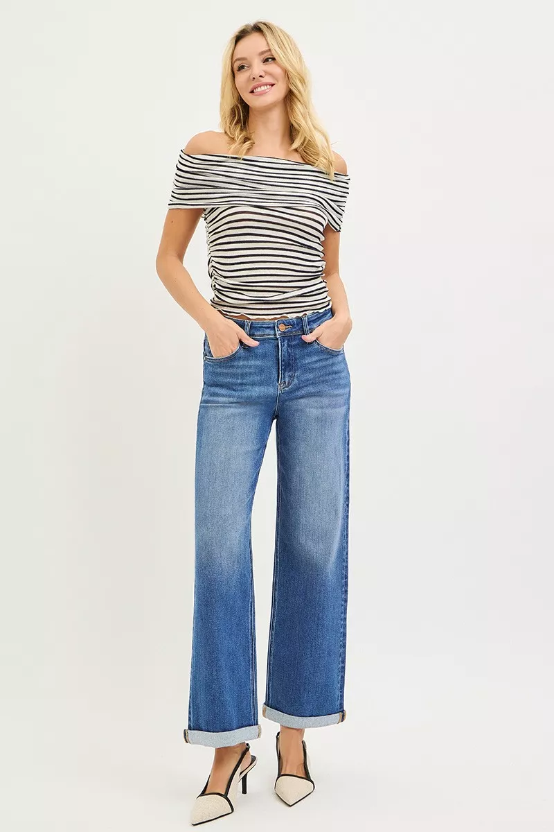 RISEN Full Size High Rise Relaxed Fit Ankle Straight Cuff Jeans Plus Size - Image 6