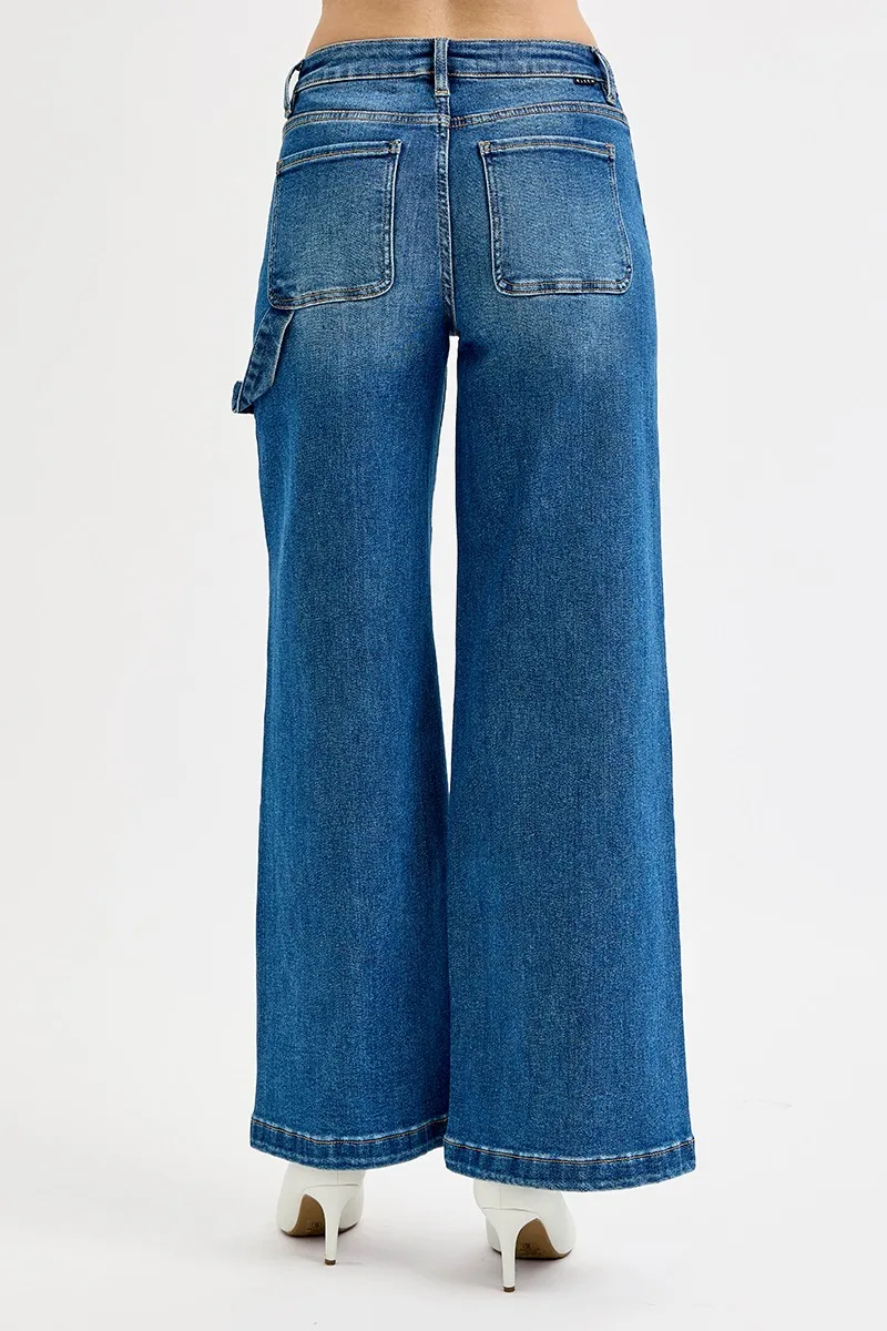 RISEN Full Size High Rise Wide Leg Patch Detailed Jeans Plus Size - Image 5