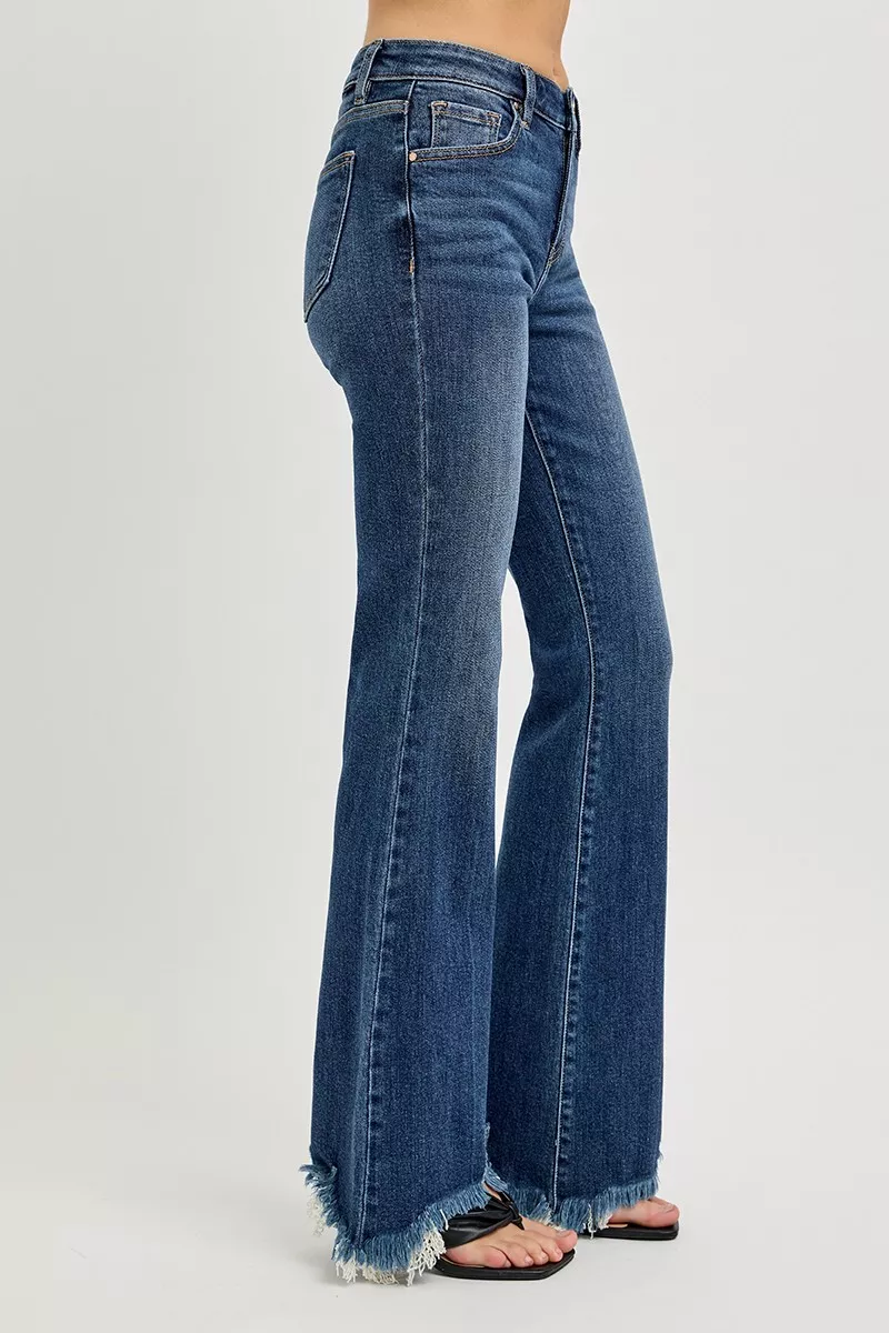 RISEN Full Size Mid Rise Flare Frayed Hem Jeans Plus Size - Image 4