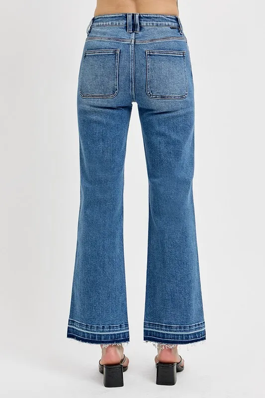 RISEN Full Size Raw Hem Ankle Bootcut Jeans Plus Size - Image 2