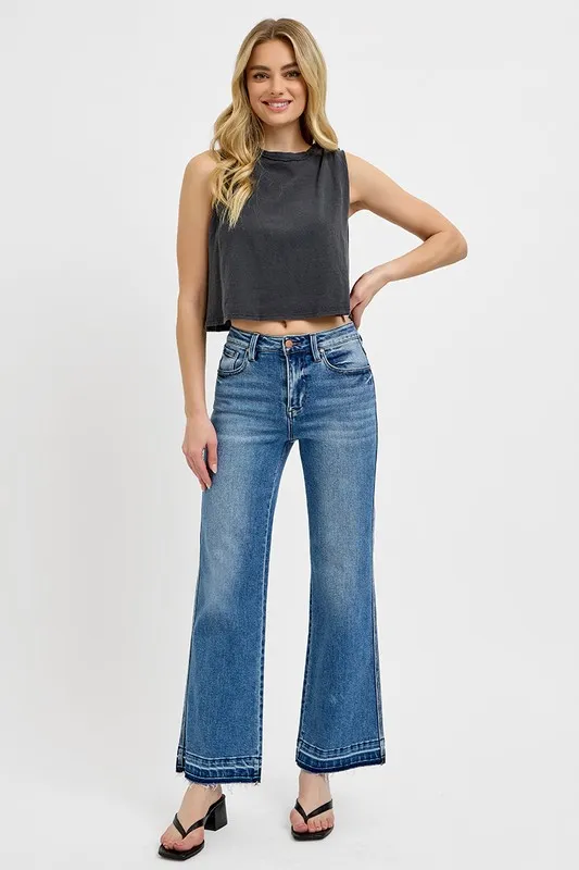 RISEN Full Size Raw Hem Ankle Bootcut Jeans Plus Size - Image 4