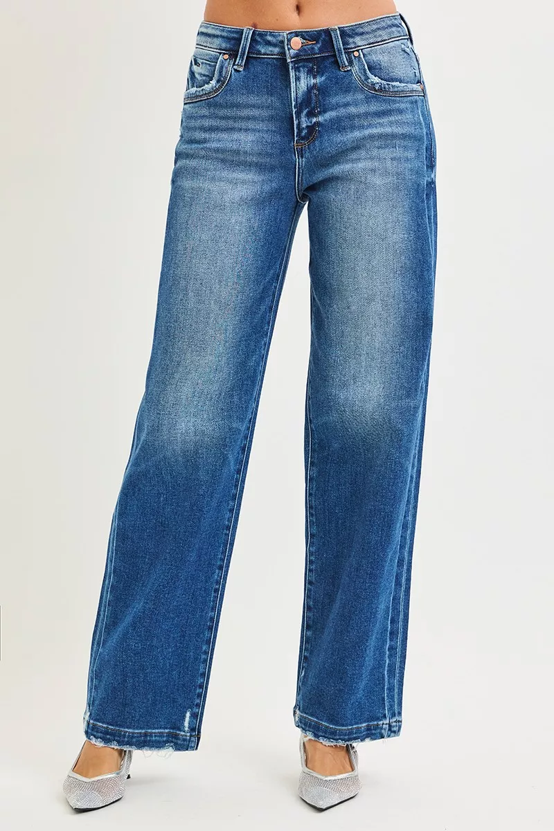RISEN Full Size Slouchy Baggy Jeans Pocket Side Seam Detail Plus Size