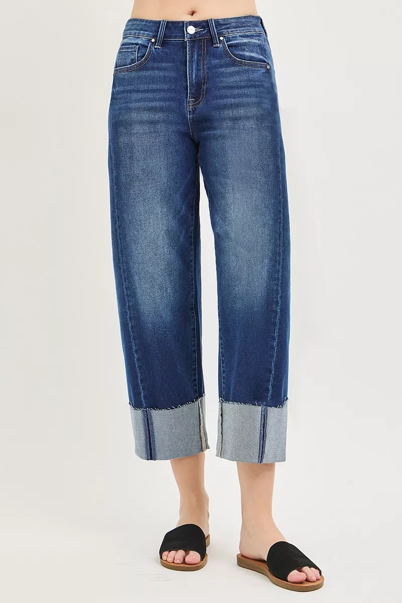 RISEN Full Size Slouchy Crop Barrel Cuffed Jeans Plus Size - Image 5