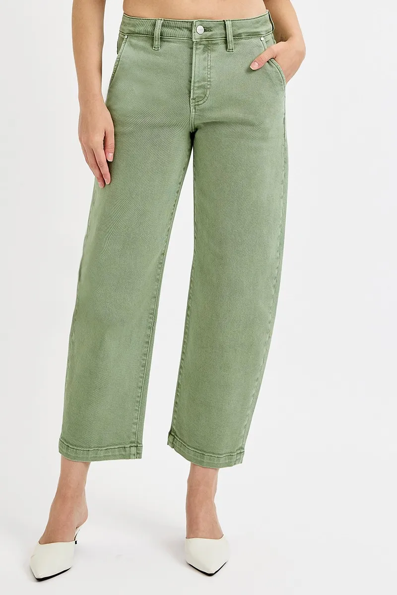 RISEN Full Size Tummy Control High Rise Crop Barrel Jeans Plus Size - Image 3