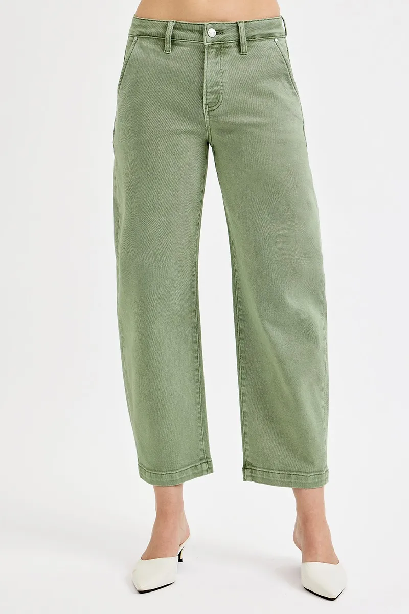 RISEN Full Size Tummy Control High Rise Crop Barrel Jeans Plus Size - Image 4