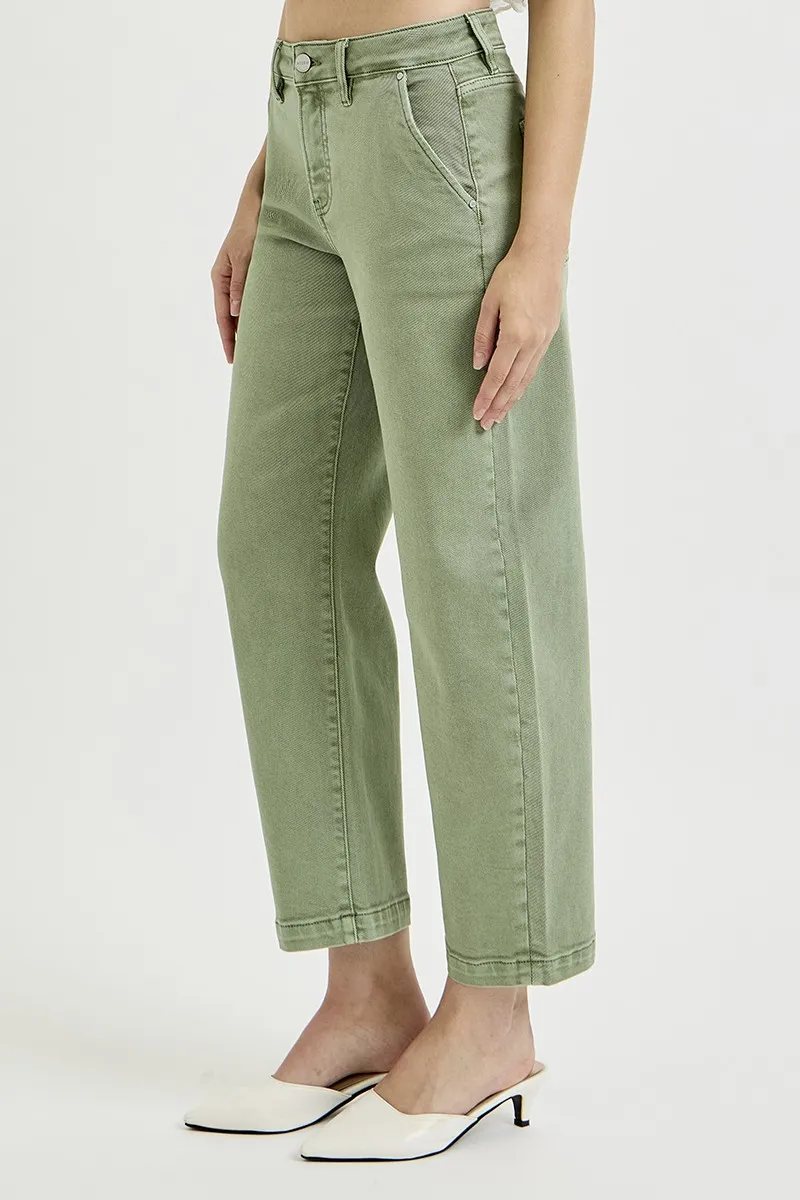 RISEN Full Size Tummy Control High Rise Crop Barrel Jeans Plus Size - Image 5