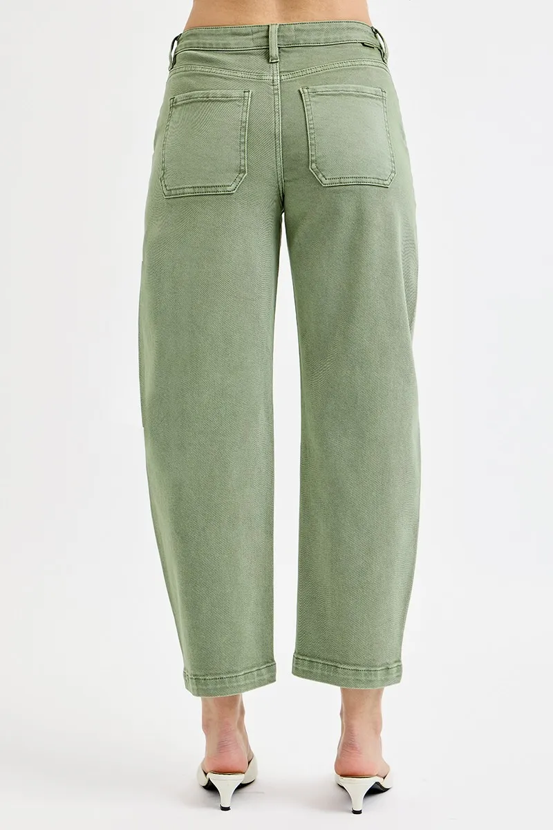 RISEN Full Size Tummy Control High Rise Crop Barrel Jeans Plus Size - Image 6