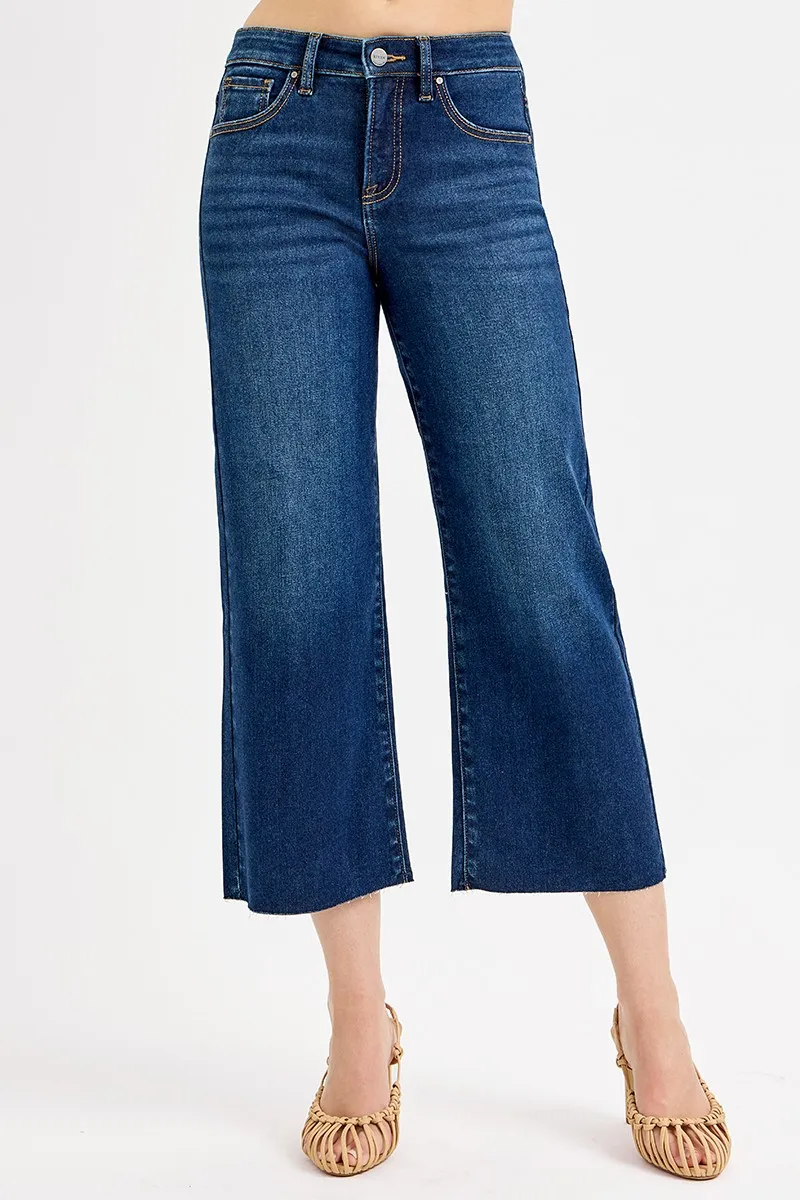 RISEN Full Size Tummy Control High Rise Crop Wide Jeans Plus Size - Image 3