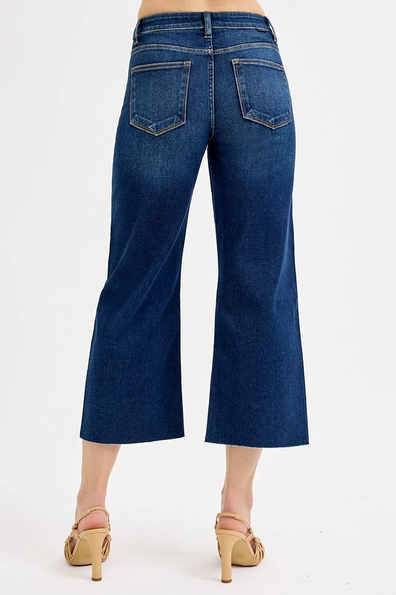 RISEN Full Size Tummy Control High Rise Crop Wide Jeans Plus Size - Image 5