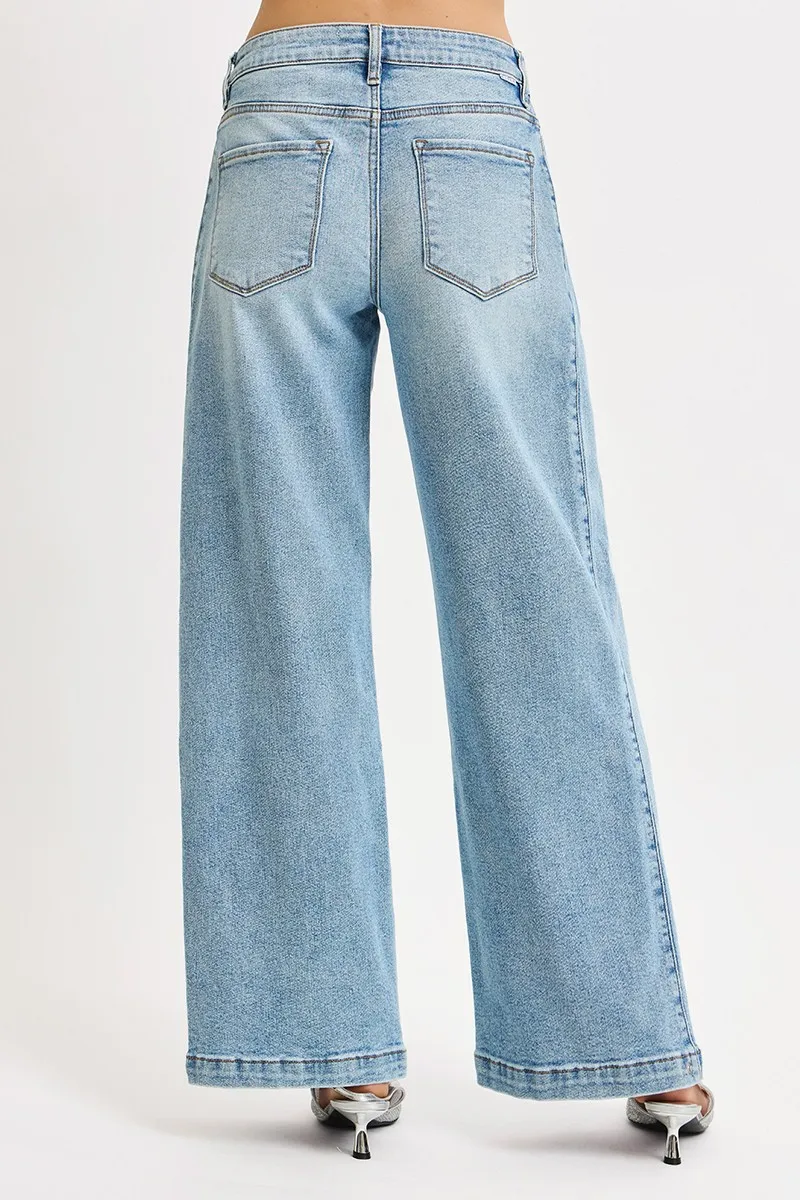RISEN Mid Rise Wide Barrel Transferable Leg Snap Jeans - Image 8