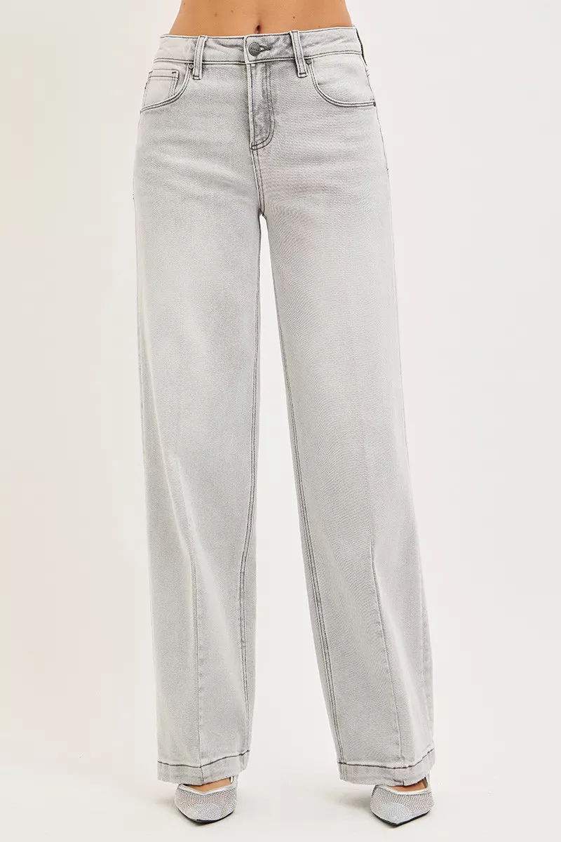 RISEN Slouchy Baggy Jeans with Contrast Stitching - Image 2