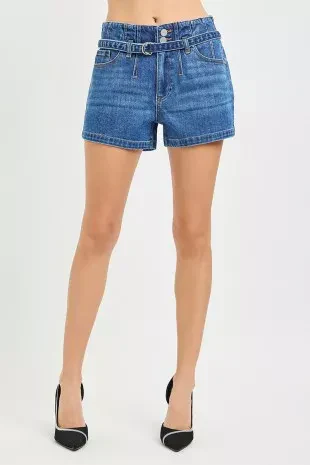 RISEN Slouchy Denim Shorts with Belt - Image 2