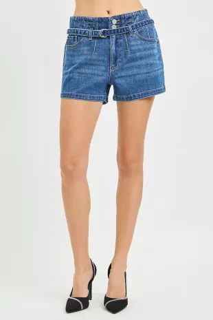 RISEN Slouchy Denim Shorts with Belt - Image 4