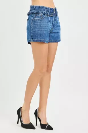 RISEN Slouchy Denim Shorts with Belt - Image 5