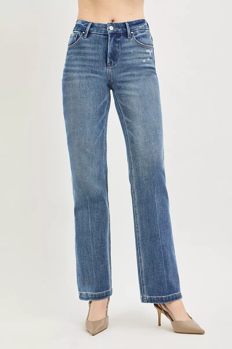 RISEN Tummy Control 4way Stretch Mid Rise Straight Crease Line - Image 2