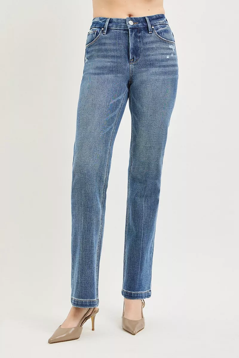 RISEN Tummy Control 4way Stretch Mid Rise Straight Crease Line - Image 3