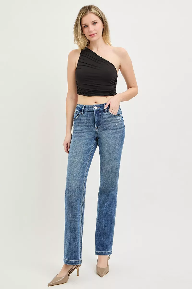 RISEN Tummy Control 4way Stretch Mid Rise Straight Crease Line - Image 6
