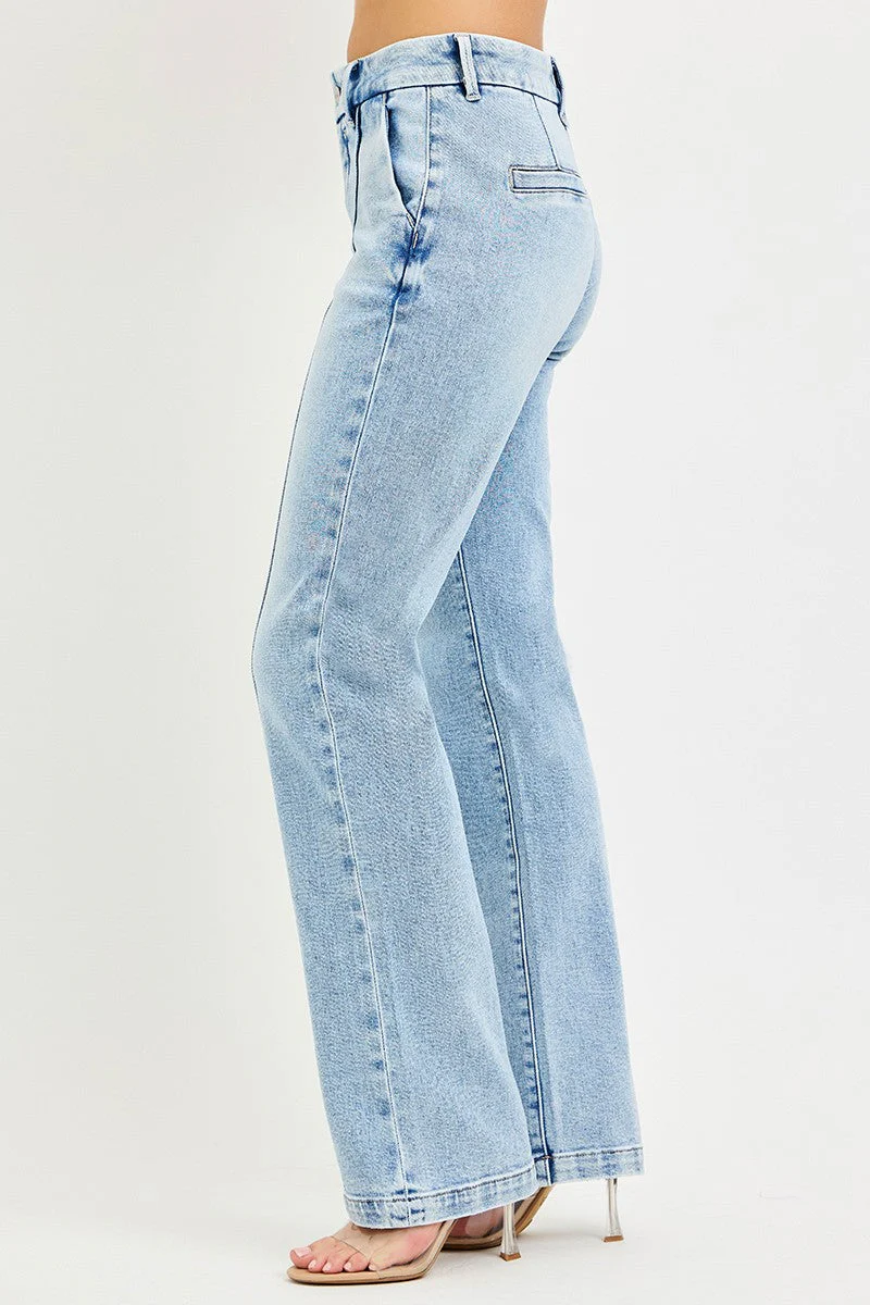 RISEN Tummy Control High Rise Straight Pin Tuck Jeans - Image 4