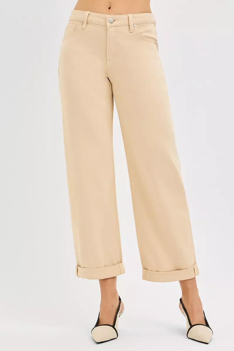 RISEN Tummy Control Mid Rise Ankle Barrel Relaxed Baggy