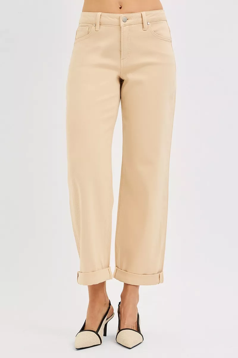 RISEN Tummy Control Mid Rise Ankle Barrel Relaxed Baggy - Image 3