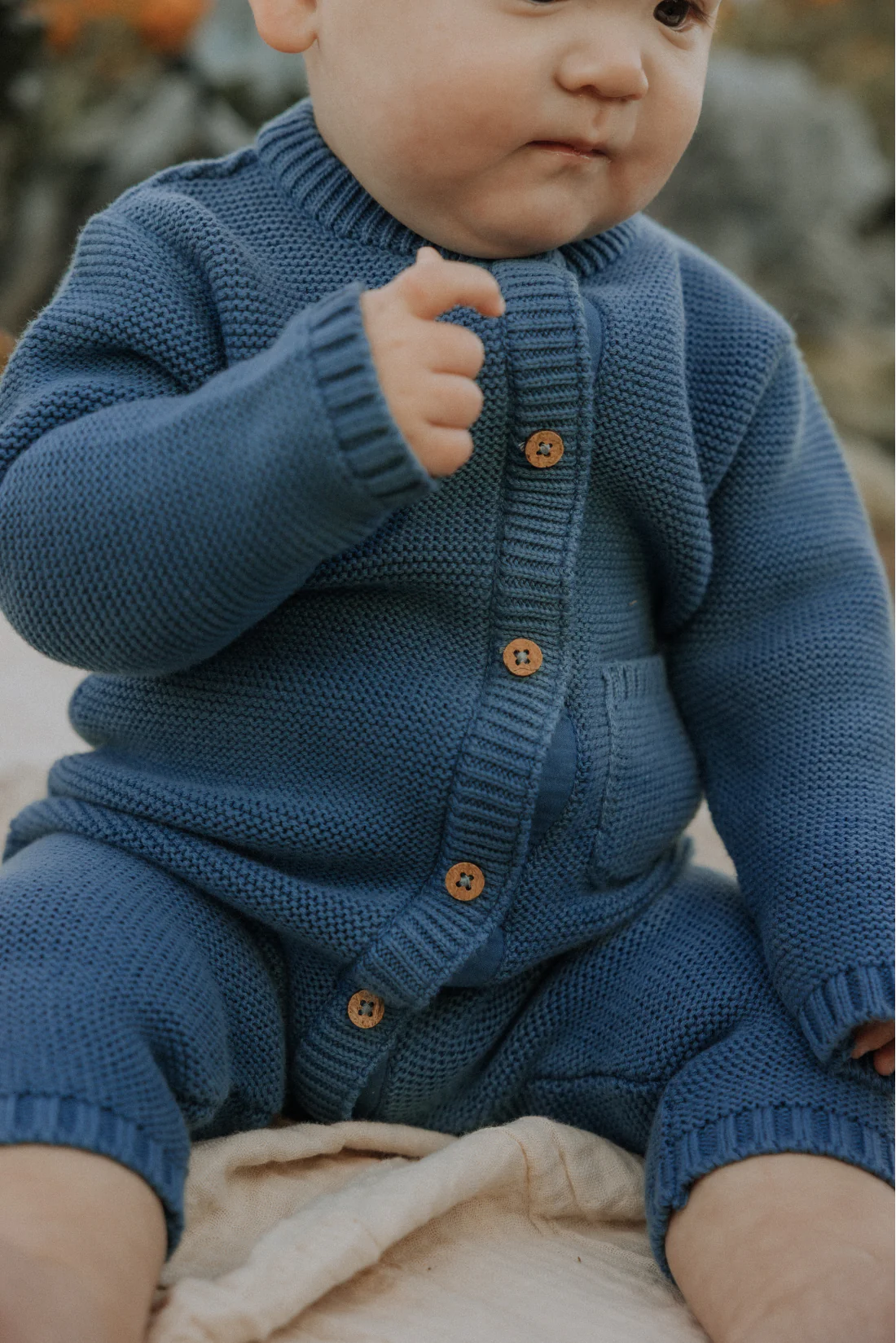 River Garter Stitch Romper in Bluestone - Image 2