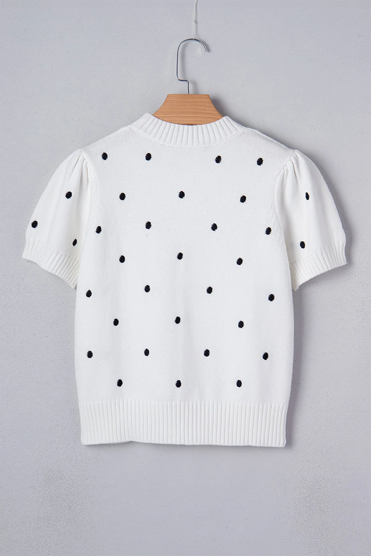 River Polka Dot Bubble Short Sleeve Sweater - White - Image 6