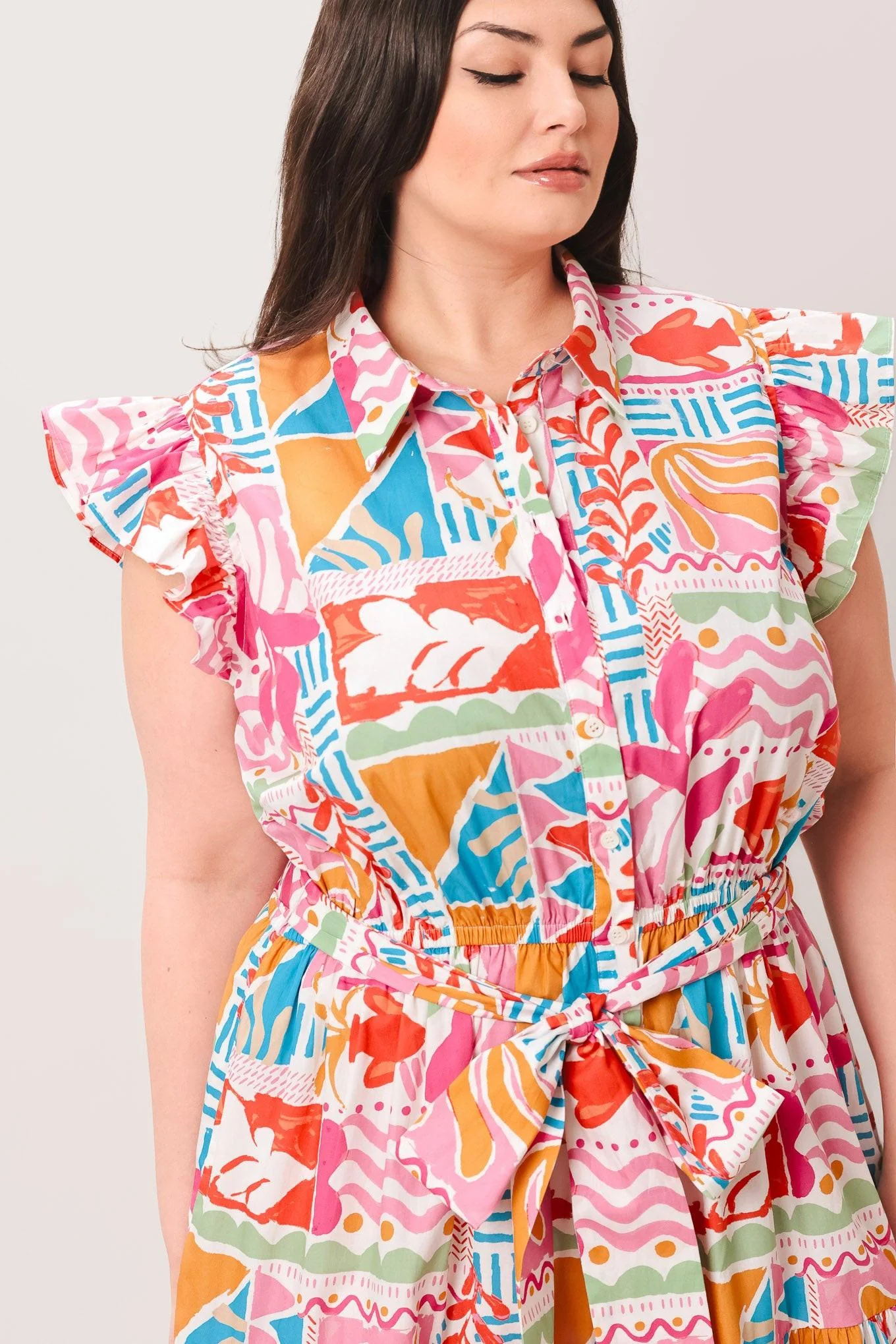 Riviera Mosaic Woven Midi Dress - Image 10