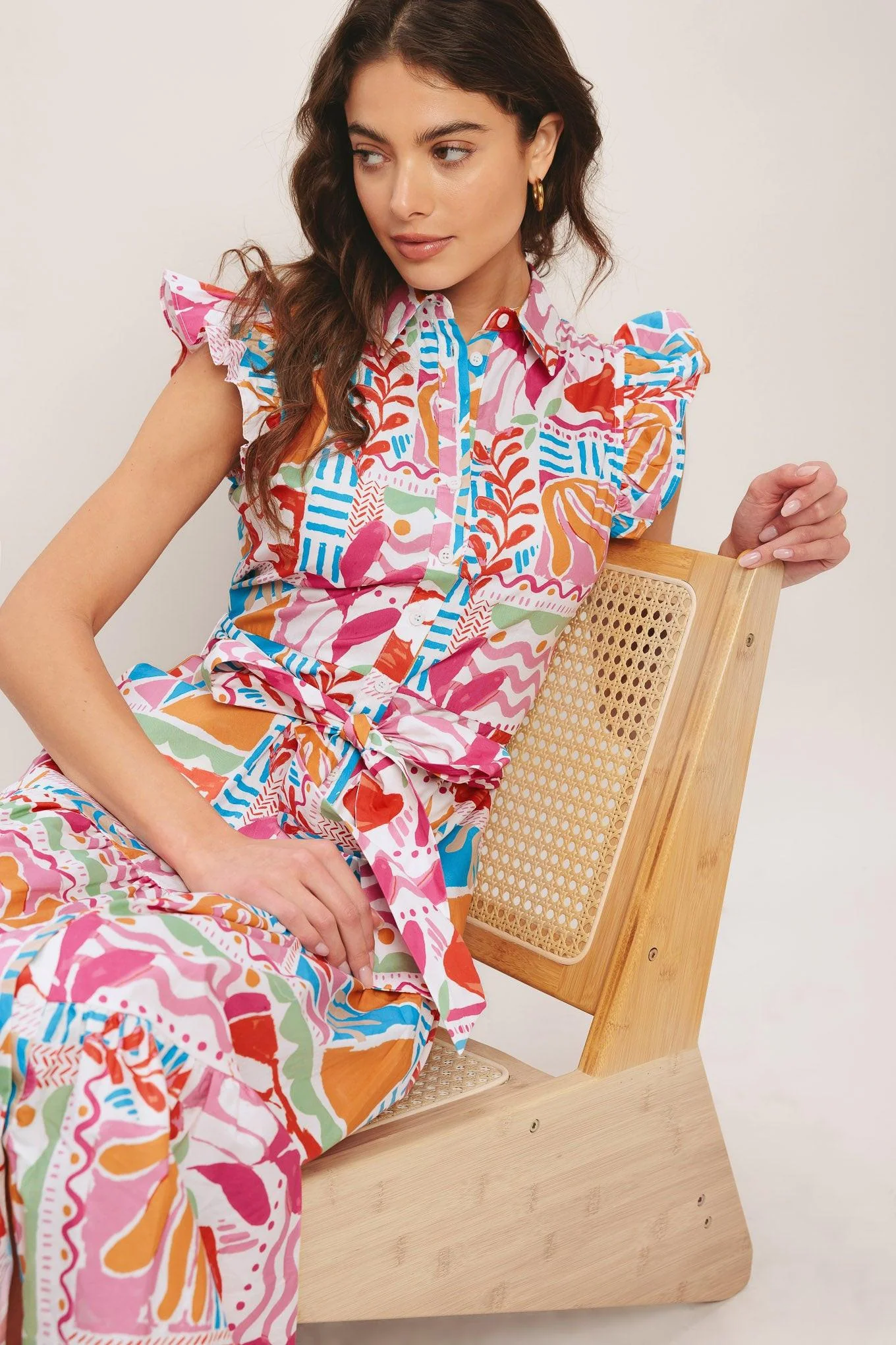 Riviera Mosaic Woven Midi Dress - Image 7