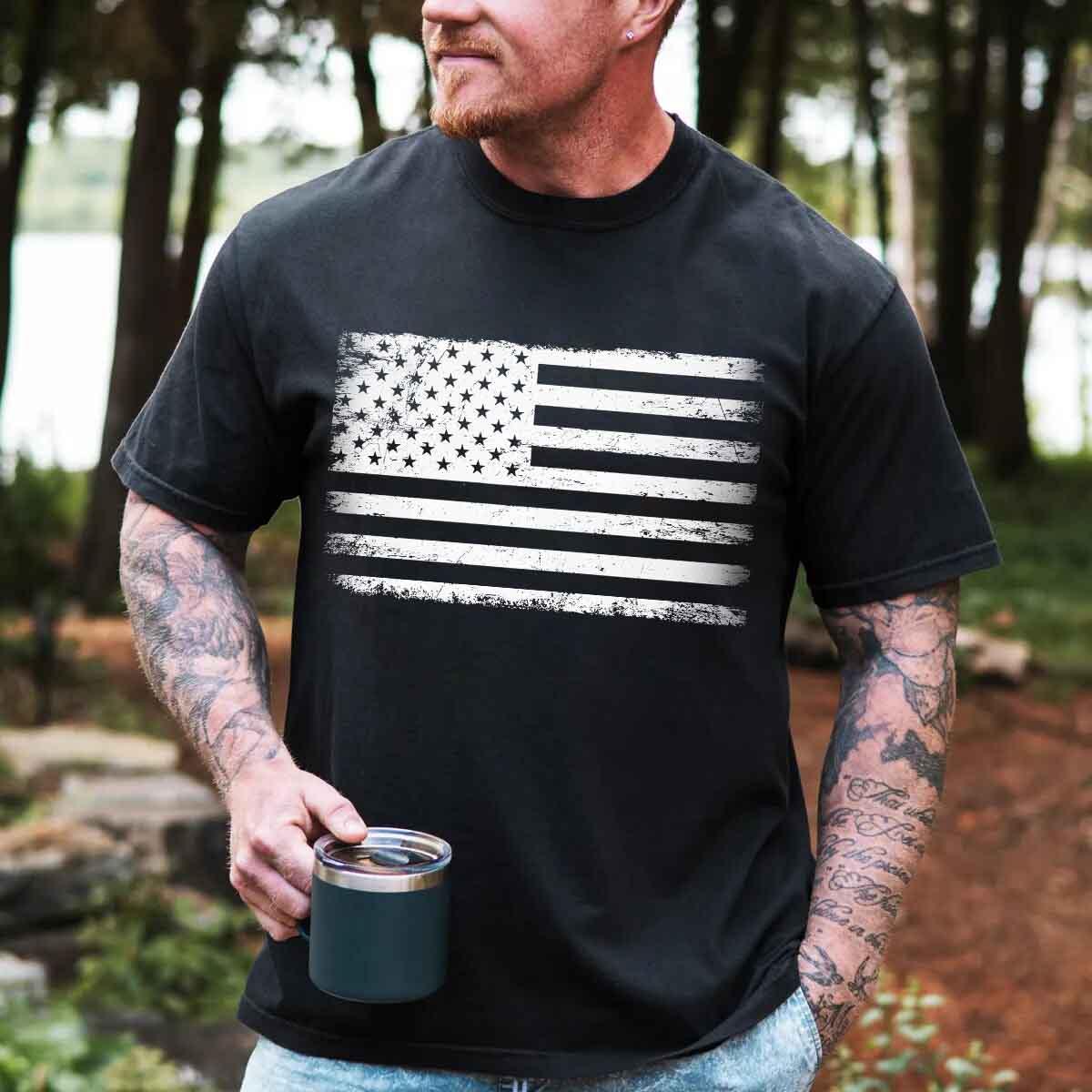 Rogue Style USA Distressed Flag Unisex T-Shirts - Image 10
