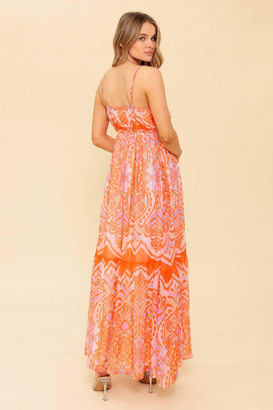 Romance Language Coral Woven Maxi Dress - Image 2