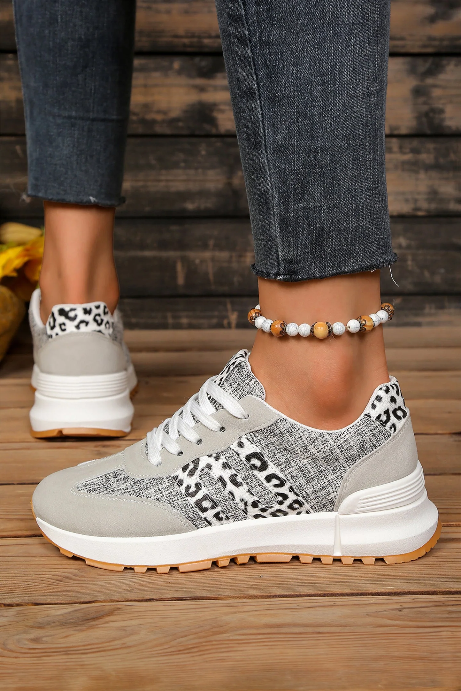 Threaded Pear Rosalia Detail Lace Up Sneakers - Image 3