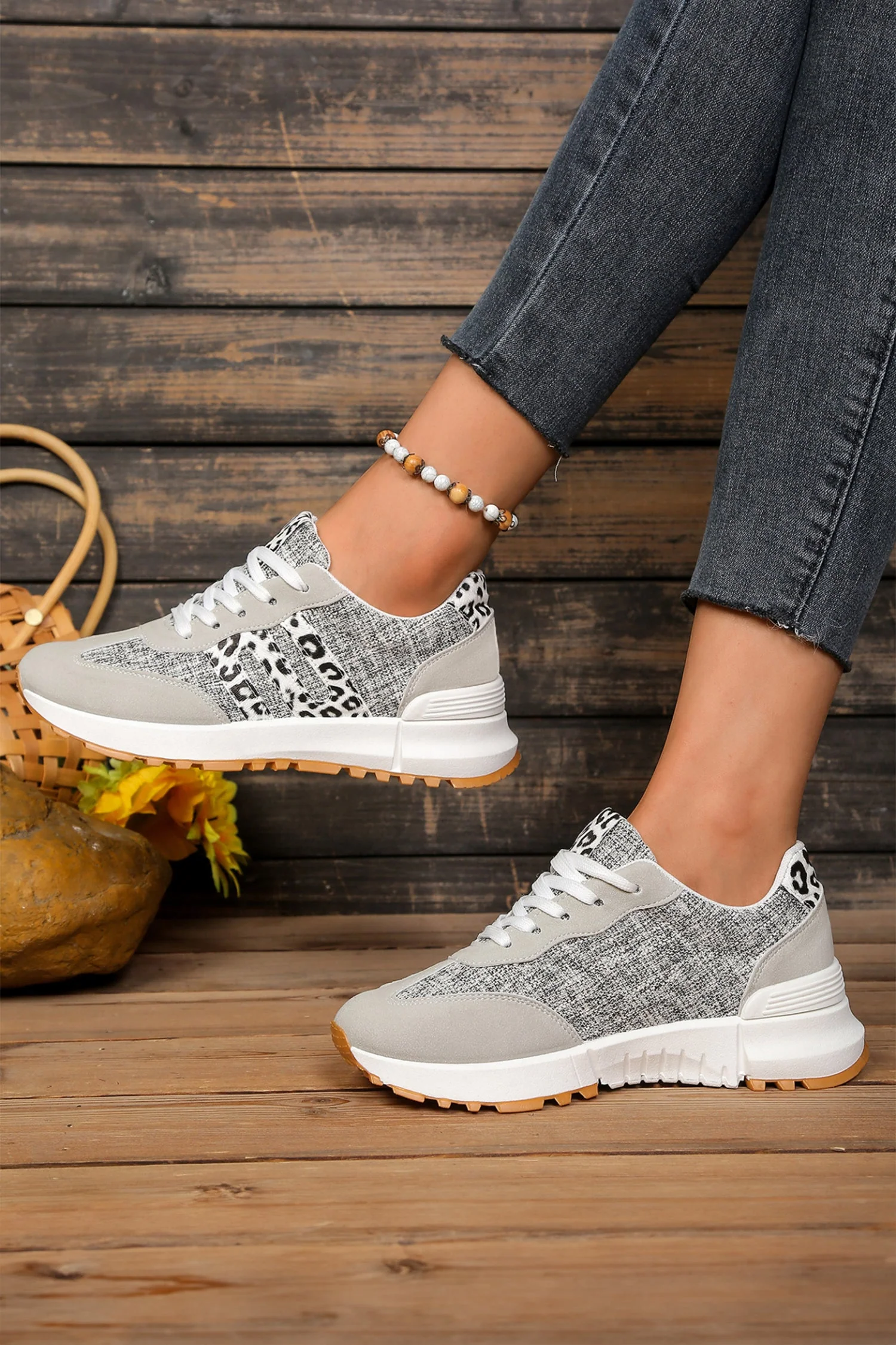 Threaded Pear Rosalia Detail Lace Up Sneakers - Image 4