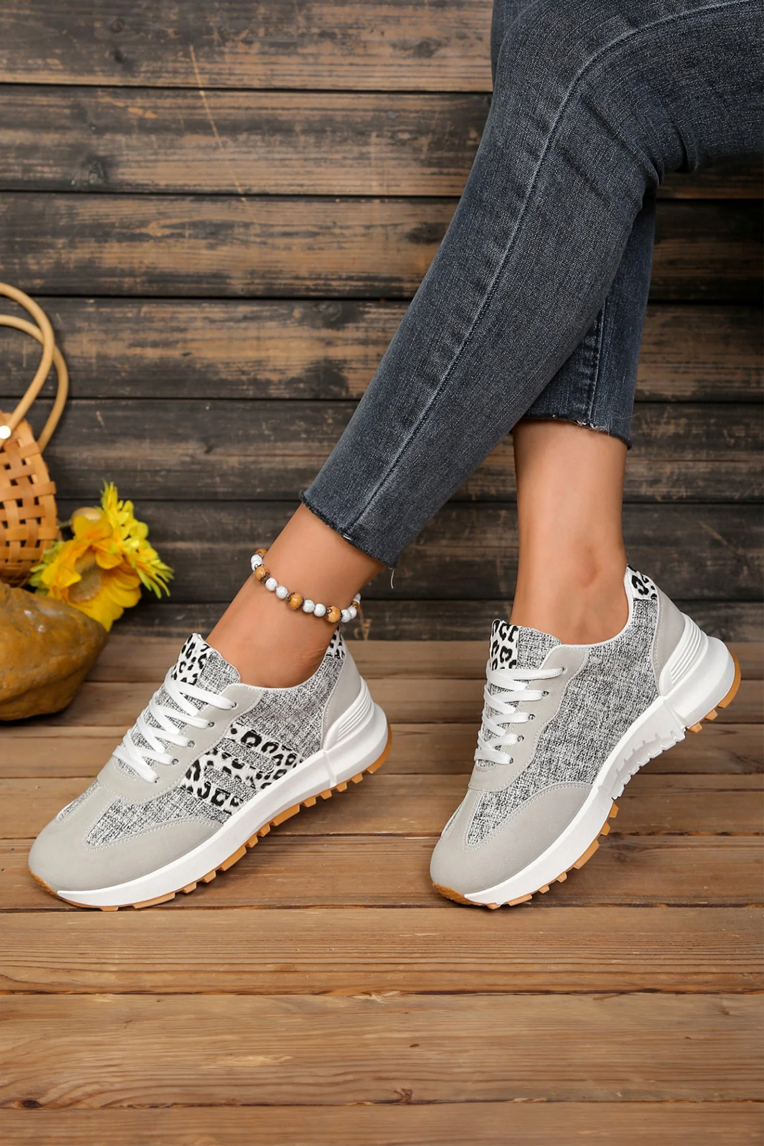 Threaded Pear Rosalia Detail Lace Up Sneakers - Image 5
