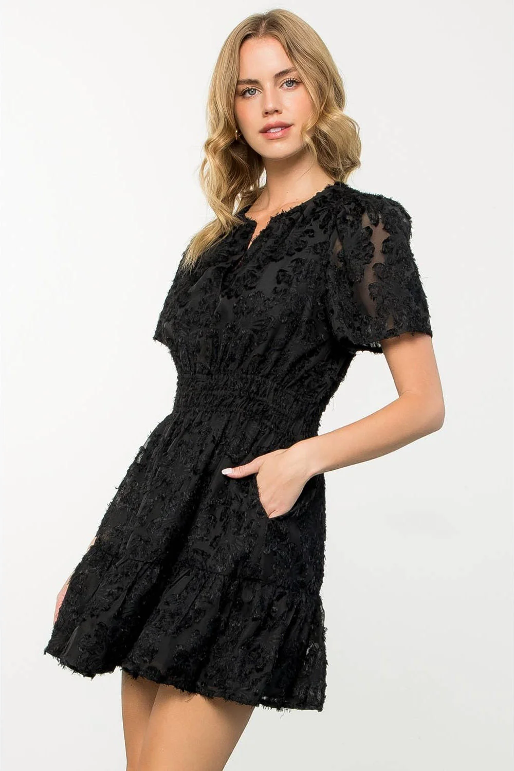 Rosalie - Fringe Detail Flutter Mini Dress