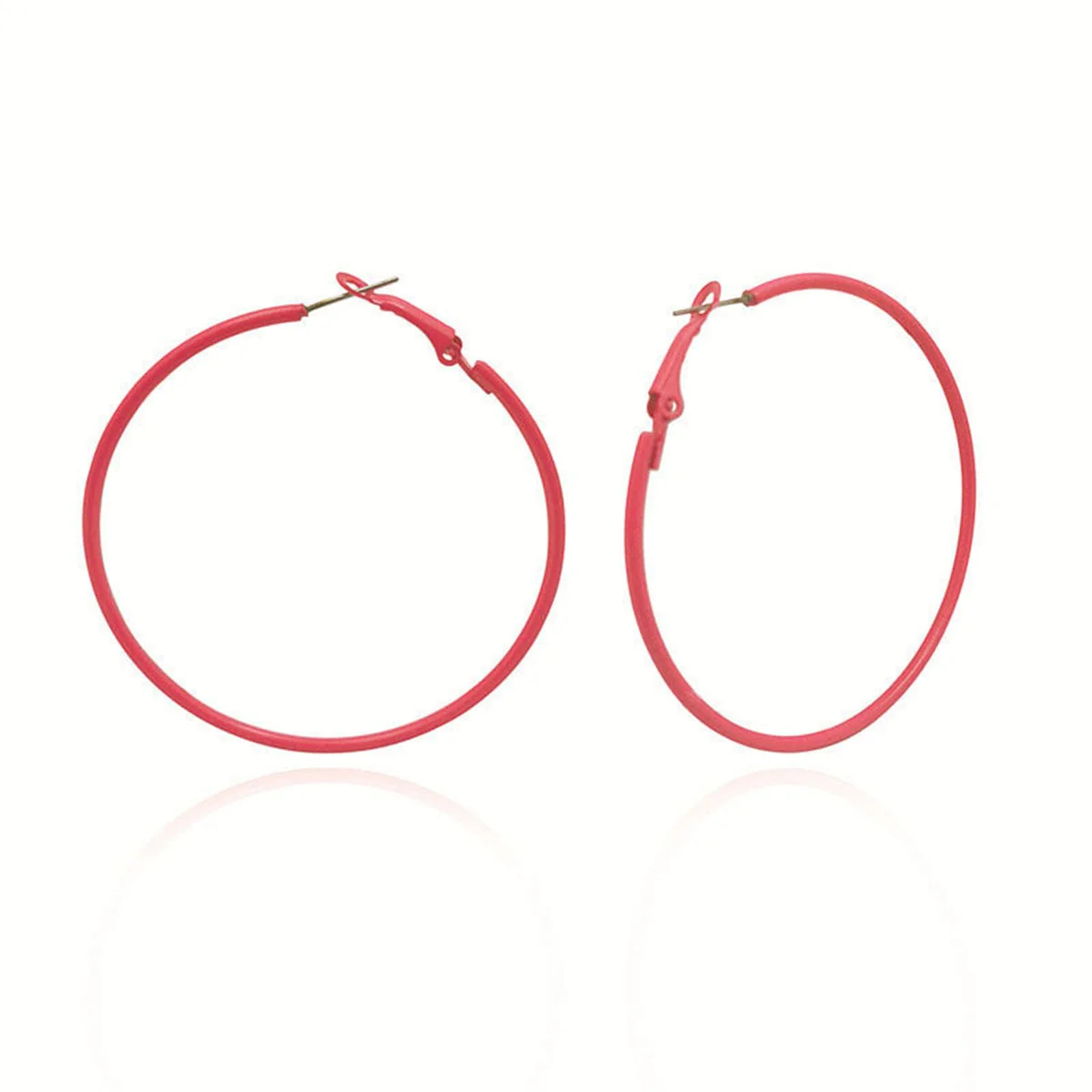 Rose Enamel & Silvertone Hoop Earrings - Image 5