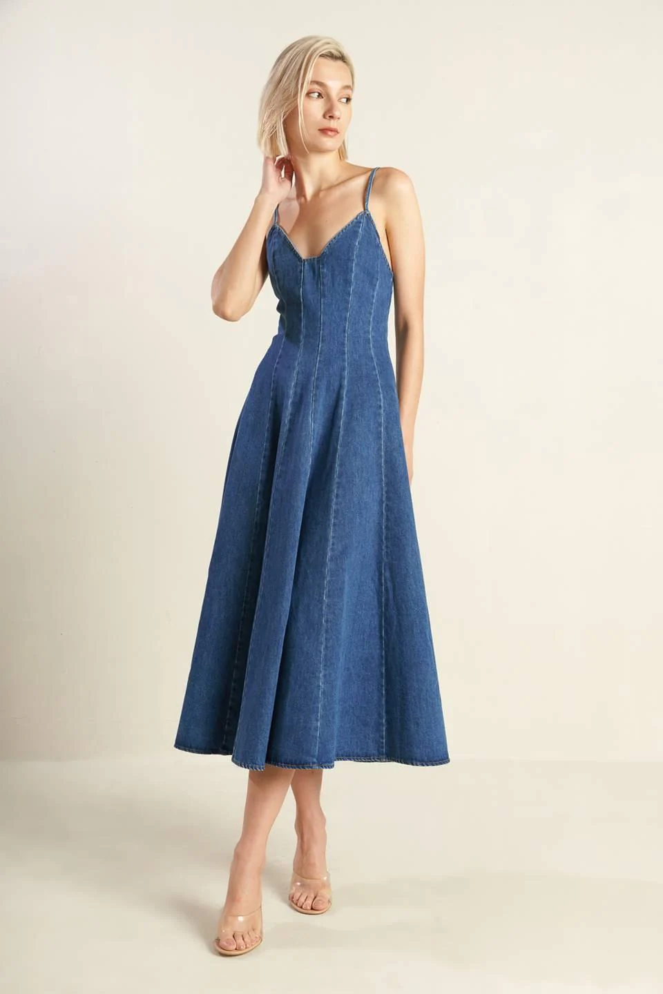 Rosewood Romance Denim Midi Dress - Image 5
