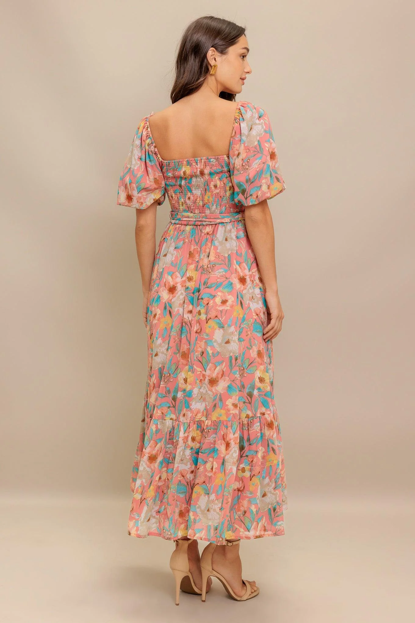 Rosy Twilight Woven Midi Dress - Image 3