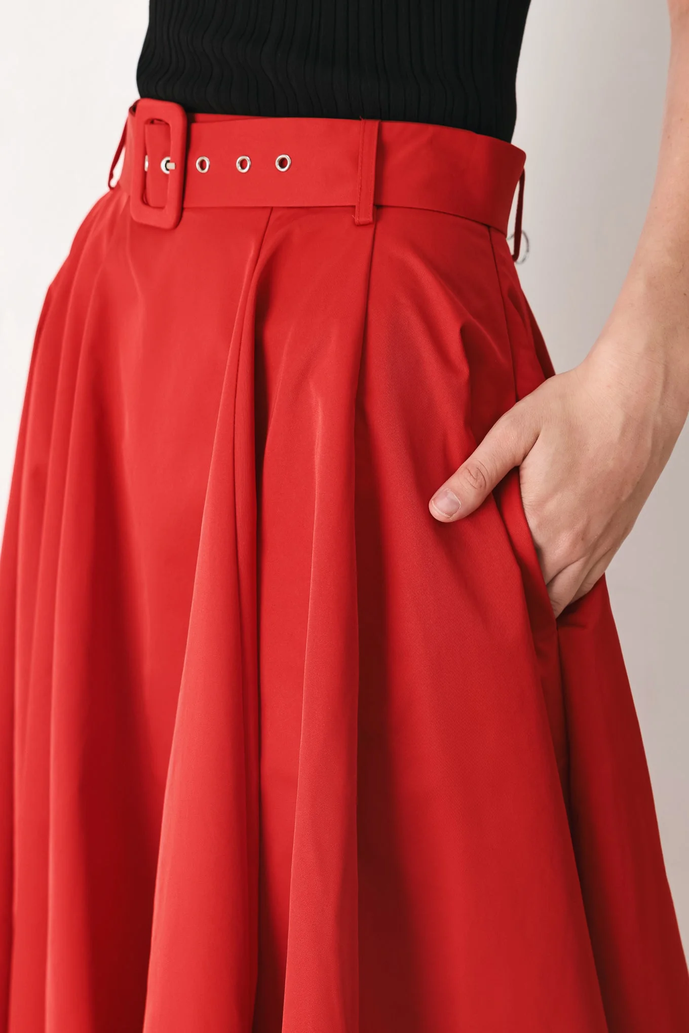 Rouge Allure Woven Full Midi Skirt - Image 13