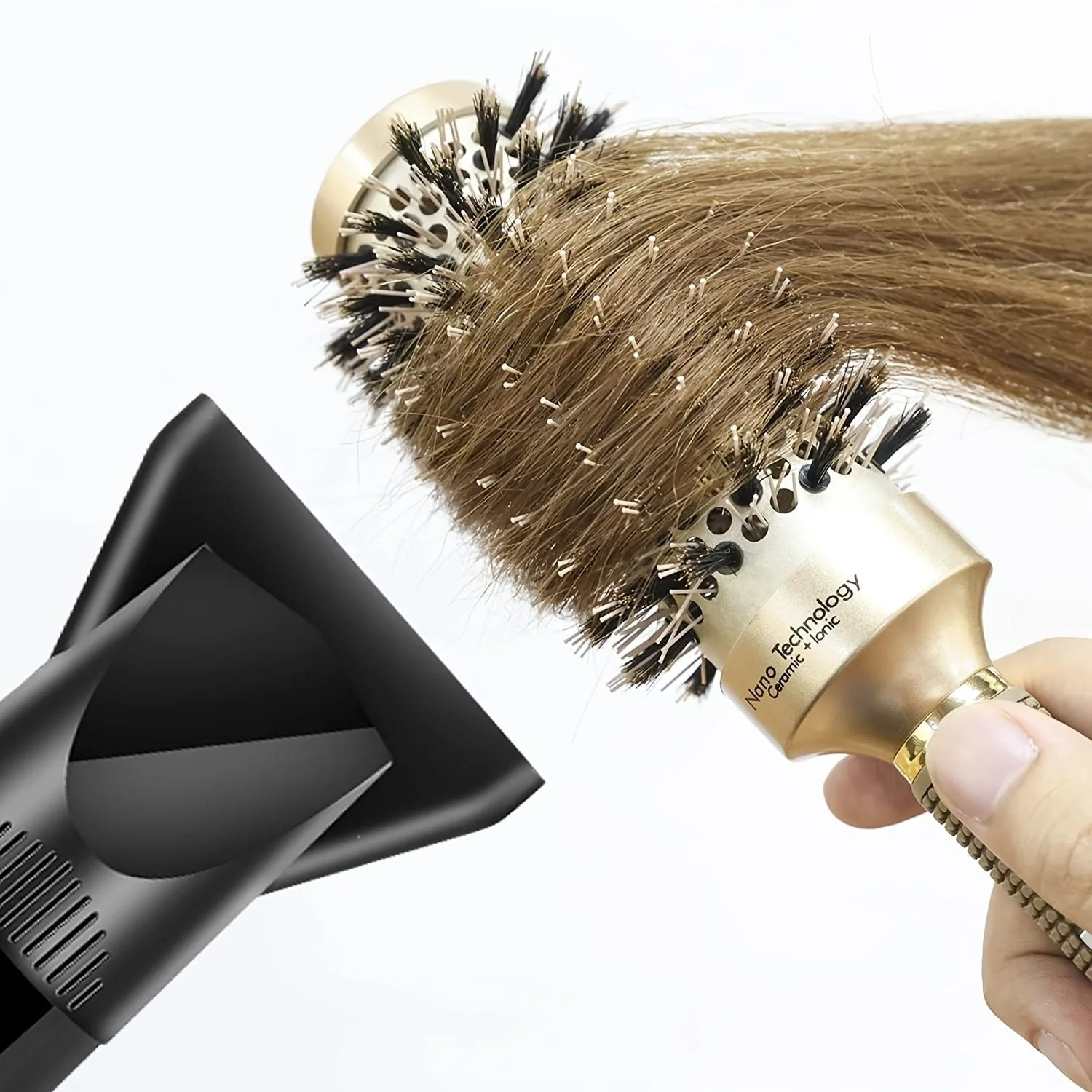 Round Brush For Blow Drying; Nano Thermal Ceramic & Ionic Tech Hair Brush With Boar Bristles; Professional Round Barrel Brush For Styling; Curling And Straightening - Image 15